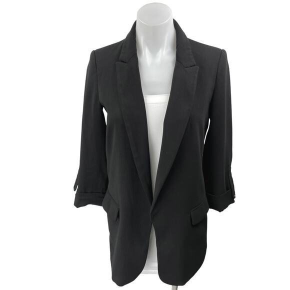 Zara Women's Black Open Front Notch Collar Pockets Blazer Coat Jacket Size XS - Picture 1 of 4